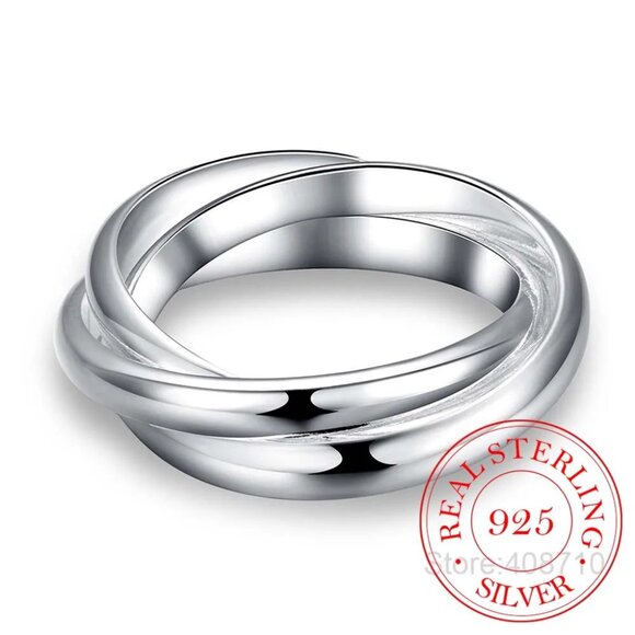 Fashion Jewelry Jewelry - Stunning Homage " Trinity Love Ring " 925 Sterling Silver